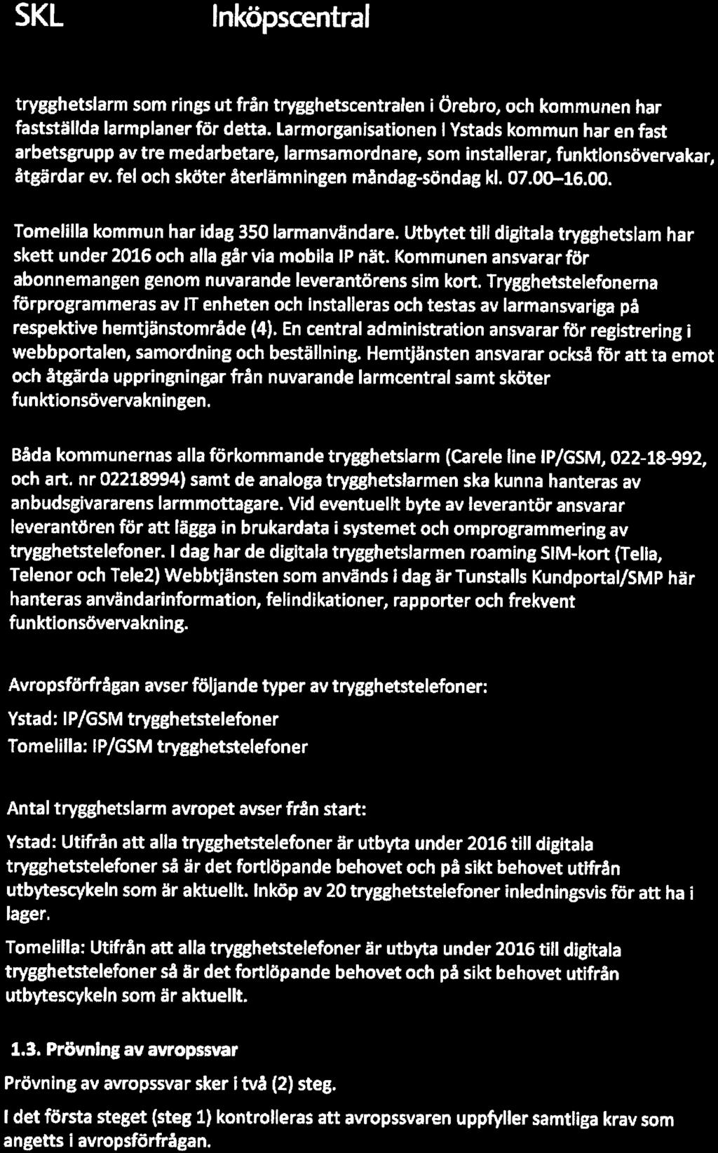fsklkommentus Inköpscentral 2017-03-21 trygghetslarm som rings ut från trygghetscentralen i Örebro, och kommunen har fastställda larmplaner för detta.