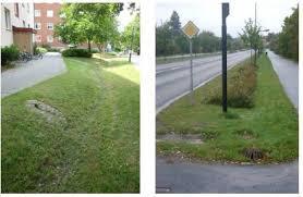 Figur 3. Svackdike bredvid gång- och cykelbana (Publikation P105, Svenskt Vatten 2011).