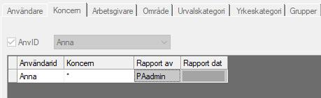 NY ANVÄNDARE Sida 4 Lägga upp behörigheter på en ny användare Gå in under fliken Koncern och