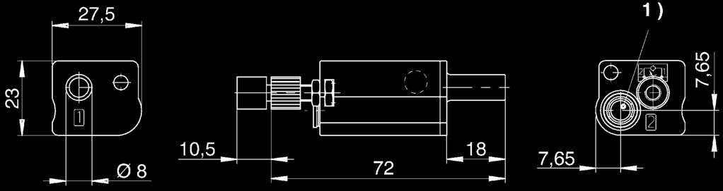 26-2, Serie CD01-PI Dimensioner D534_130 1) Snabbanslutning Ø 8 Skarvkoppling enligt CNOMO E03.62.530.