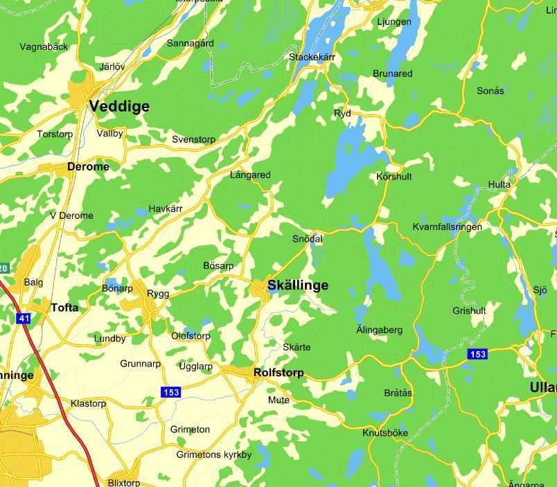 2 Ragnhilds källas vattentäkt 2.1 Orientering Ragnhilds källa vattentäkt ligger mellan strax söder om Ugglarp ca 11 km öster om Varberg, se Figur 1, och tillhör Himleåns dalgång.