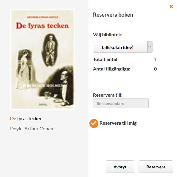 Reservera en utlånad bok Det går att reservera från träfflistan eller från katalogposten. Elever kan enbart reservera till sig själva, medan biblioteksadministratören kan reservera åt andra. 1.