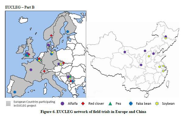 Eng Wide LM-Lantbruk Breeding forage and grain legumes to increase EU s and China s protein self-sufficiency (EUCLEG) Öka odlingssäkerhet och avkastning Rödklöver, lusern, ärt, soja- och åkerböna