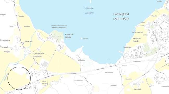 1.2 PLANOMRÅDETS LÄGE Området ligger norr om riksväg 6, cirka 3 km från Kapellbys centrum i Lappträsk i riktning mot Helsingfors.