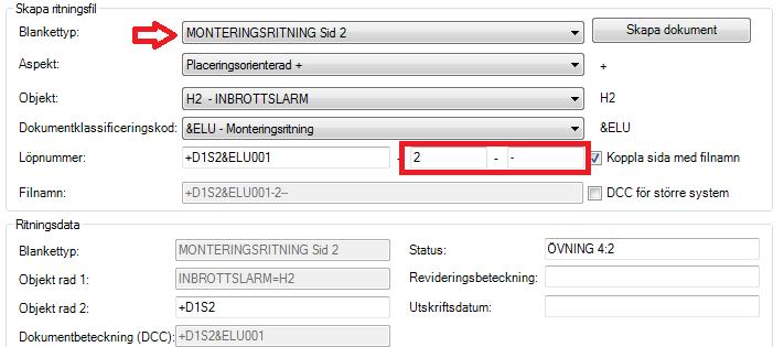 Monteringsritning sida 2: OBS! Aspekten "+" gör att namngivningen av dokumenten till stor del måste göras manuellt, dvs. hela namngivningen görs som ett löpnummer. Fördelning +D1S2.