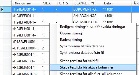 5.10 DOKUMENTFÖRTECKNING Dokumentförteckning skapas från innehållet i ritningslistan.