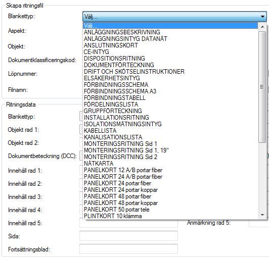 Övriga rader kan fyllas i löpande under projektet där behov finns. Objektrad 2 Denna rad används för stativ och plats.