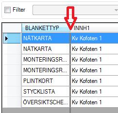 Ritningslista Ordna kolumner Kolumnernas ordning kan