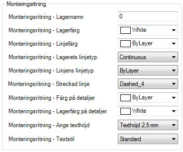 Monteringsritning Dessa värden styr hur monteringsritningen kommer att struktureras i lager