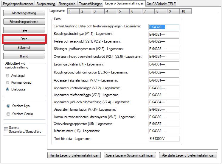 Tele Systeminställningar Teknikgruppen har 10 st. system.