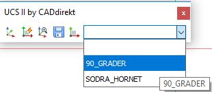 Knapp 3. UCS Follow är en funktion som kan vara aktiv eller inaktiv Aktiv = 1 Gör att det bilden på skärmen roterar med när man växlar mellan namngivna UCS.