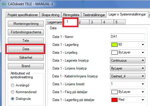 Exemplet visar hur ett 643 Datasystem struktureras. Samma arbetssätt gäller för alla system.