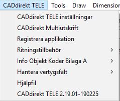 STARTA CADDIREKT TELE VERKTYG CADdirekt TELE s Verktyg startas via startmenyn, eller genom att du startar installationen igen. OBS! Verktyg kan endast öppnas när CAD programmet är stängt.