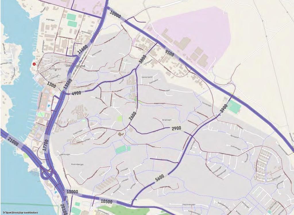 6 Trafikanalys 6.1 Nuläget, år 2017 I Figur 20 redovisas beräknade trafikflöden för år 2017.