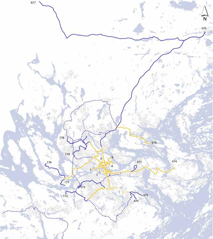 Stråk 1, 2 & 3: Norra Sköndal Gullmarsplan, Nacka C Slussen, Gullmarsplan Solna C Åtgärder: 14 st Investering: cirka 140-200 Mkr Beräknad restidsvinst: 17 respektive 18 min UTREDDA STRÅK I