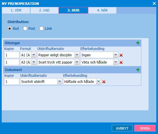 PRENUMERATIONSVY 3. Klicka på ikonen Prenumeration. Klicka på knappen Ny prenumeration. Dialogrutan som visas har 4 stycken flikar: Vem, Vad, Hur och När. VEM: Klicka på knappen Lägg till mottagare.