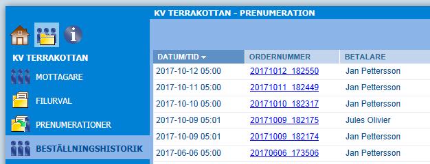 PRENUMERATIONSVY NÄR: Under fliken När väljer du när materialet för denna prenumeration skall levereras. Förvalt är dina Standardinställningar.