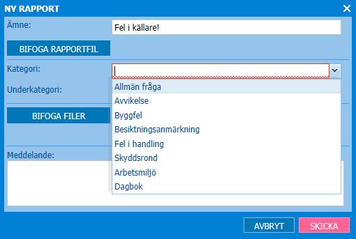 INFOVY ALTERNATIV FÖR STÄNGNING: Markera detta val om du vill kunna ange information om avvikelser i dina rapporter som skall avslutas. Alternativen är: Nej, Ja eller Bestående.