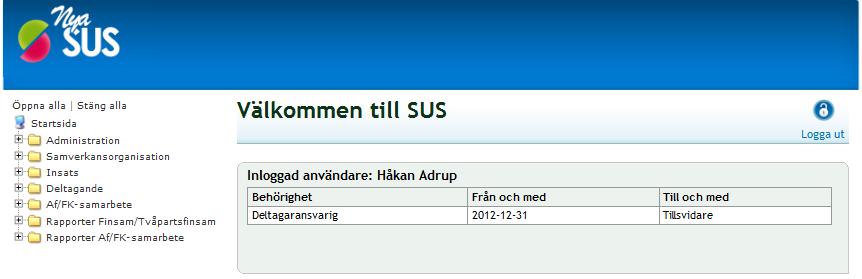 2 Tips när du navigerar i SUS Kapitlet beskriver gränssnittet i SUS och hur du navigerar i systemet. Här beskrivs också hur du söker och sparar information. 2.