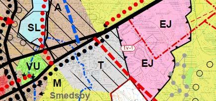 Sida 5 Bild 5. Utdrag ur strategiska generalplanen. Detaljplan Kvarter 20 ingår i detaljplan godkänd av kommufullmäktige 30.3.2015 23. Kvarteret är reserverat för industri- och lagerbyggnader (T-1).