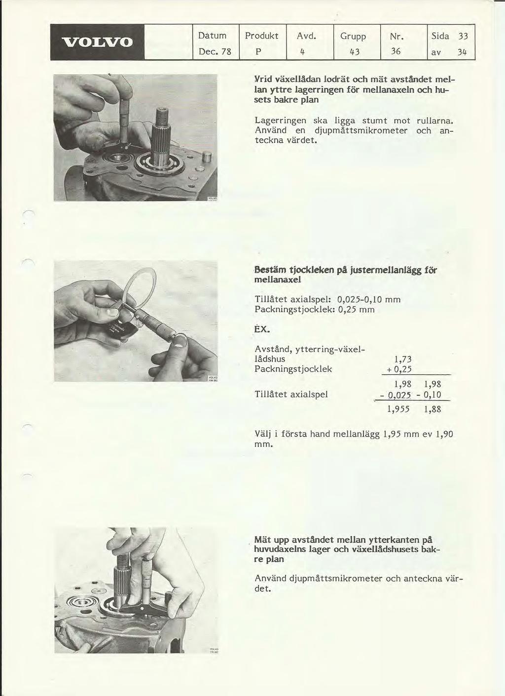 VOLVO Datum Dec. 78 Produkt Avd. Grupp Nr.