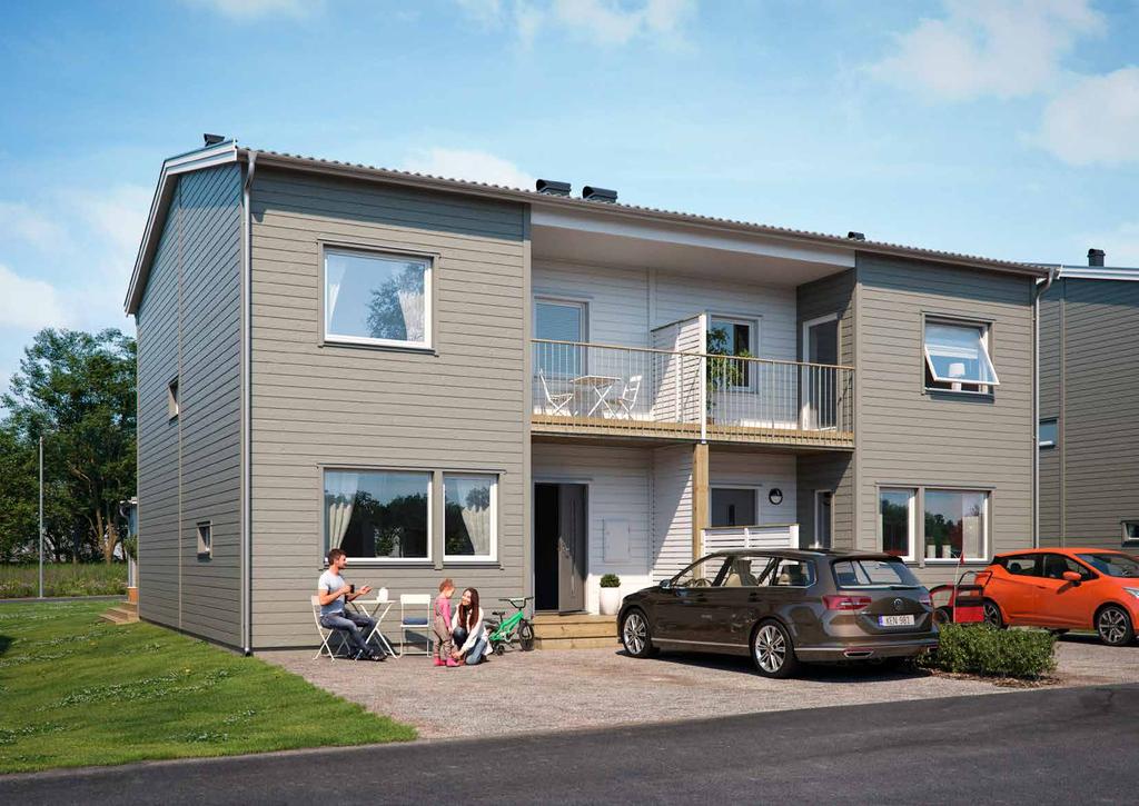 Våra hus byggs alltid med naturliga och hållbara material. Dessutom är de välisolerade och har en god lufttäthet som tillsammans med ett effektivt ventilationssystem minskar energianvändningen.