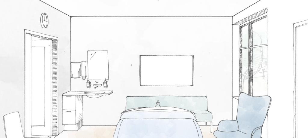 patienten. Det finns även plats för ett mindre bord och karmstol för patienten.