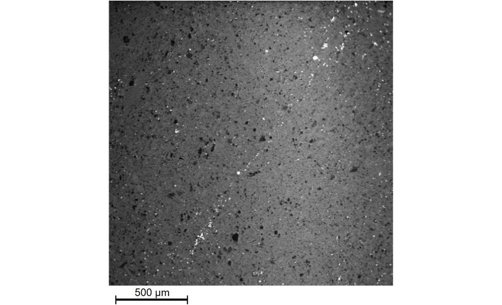 Ljusare grön färg indikerar högre halt syre. Fig. 4: EDS-karta för magnesium Ljusare blå färg indikerar högre halt magnesium. Fig. 5: EDS-karta för järn.