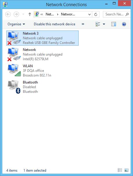 Högerklicka på Realtek USB GBE Family Controller-ikonen och klicka på Aktivera, nu