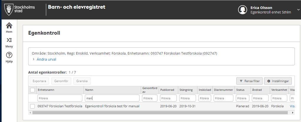 Nu visas filter där du kan skriva hela eller delar av ett ord för att söka och filtrera