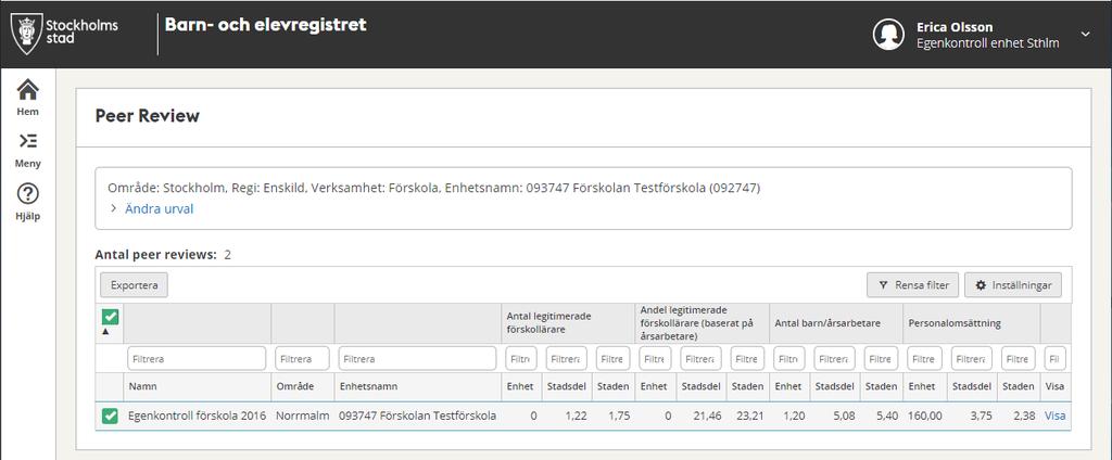 Vill du exportera till Excel, markera en