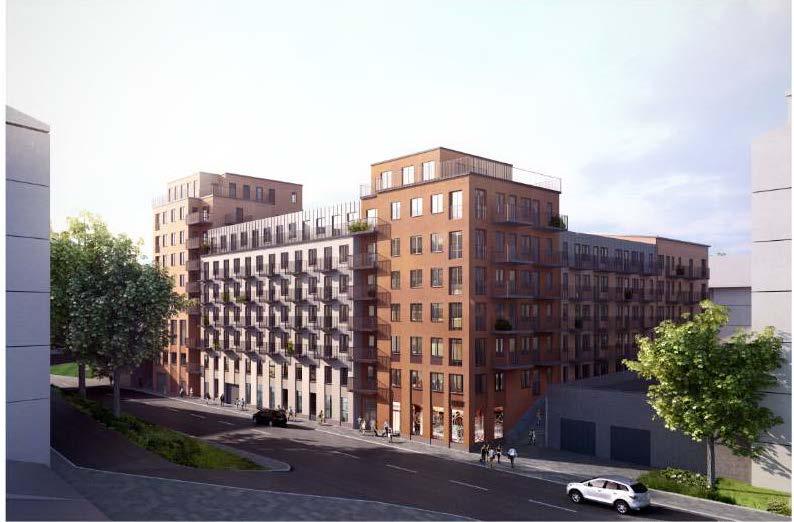 5 (11) Vy längs Östervägen. Illustration: BAU arkitekter Vy längs Charlottenburgsvägen.