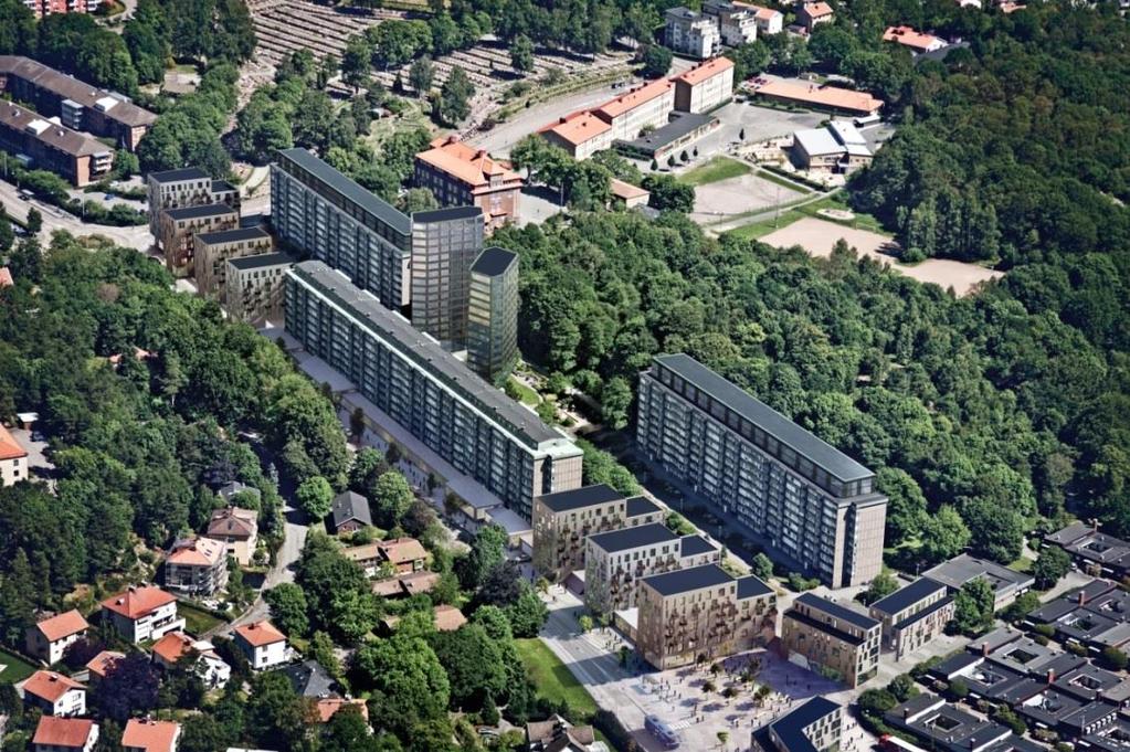 Figur 2. Illustrationskarta över föreslagen bebyggelse för detaljplanen Prästgårdsängen. Karta från Stadsbyggnadskontoret i Göteborgs Stad. 3.