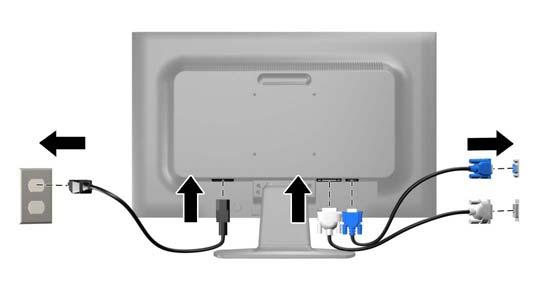 5. Anslut ena änden av strömsladden i AC-strömkontakten baktill på bildskärmen, och den andra änden i ett vägguttag.