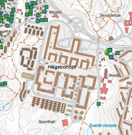 Fyllnadsmaterial påträffades i stort sett i varje undersökningspunkt och var huvudsakligen sten/grus/sand med bitvis grövre bärlager och större sten. Figur 3. Jordartskarta från SGU.