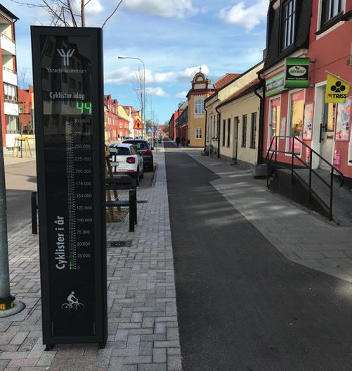 Resultat cykelbarometer Hösten 2018 kom Ystads första fasta mätpunkt upp i form av en cykelbarometer på Regementsgatan.