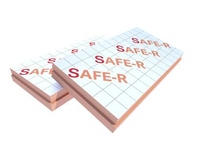 SAFE-R är en isoleringsskiva tillverkad av fenolskum, belagd på båda sidorna med en folie med låg emissivitet eller en glasfleece.
