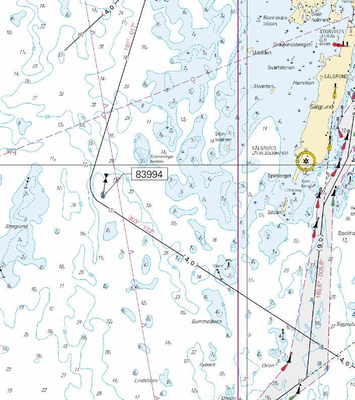 Kuva viitteeksi, karttaotteet ei merikartan mittakaavassa / Bild för referens, kortutdrag inte i sjökortets skala / Image for reference, chart extracts not to scale of chart ( FTA, Vaasa/Vasa 2018 )