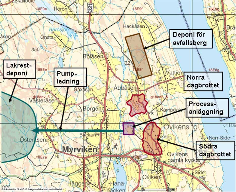 På kartan, Figur 6 har CPM:s underlag förts över till en vanlig karta.