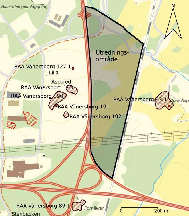 8 Västarvet kulturmiljö/lödöse museum Rapport 2017 :25 Figur 4. Kulturmiljön som den ter sig i utredningsområdets direkta närhet.