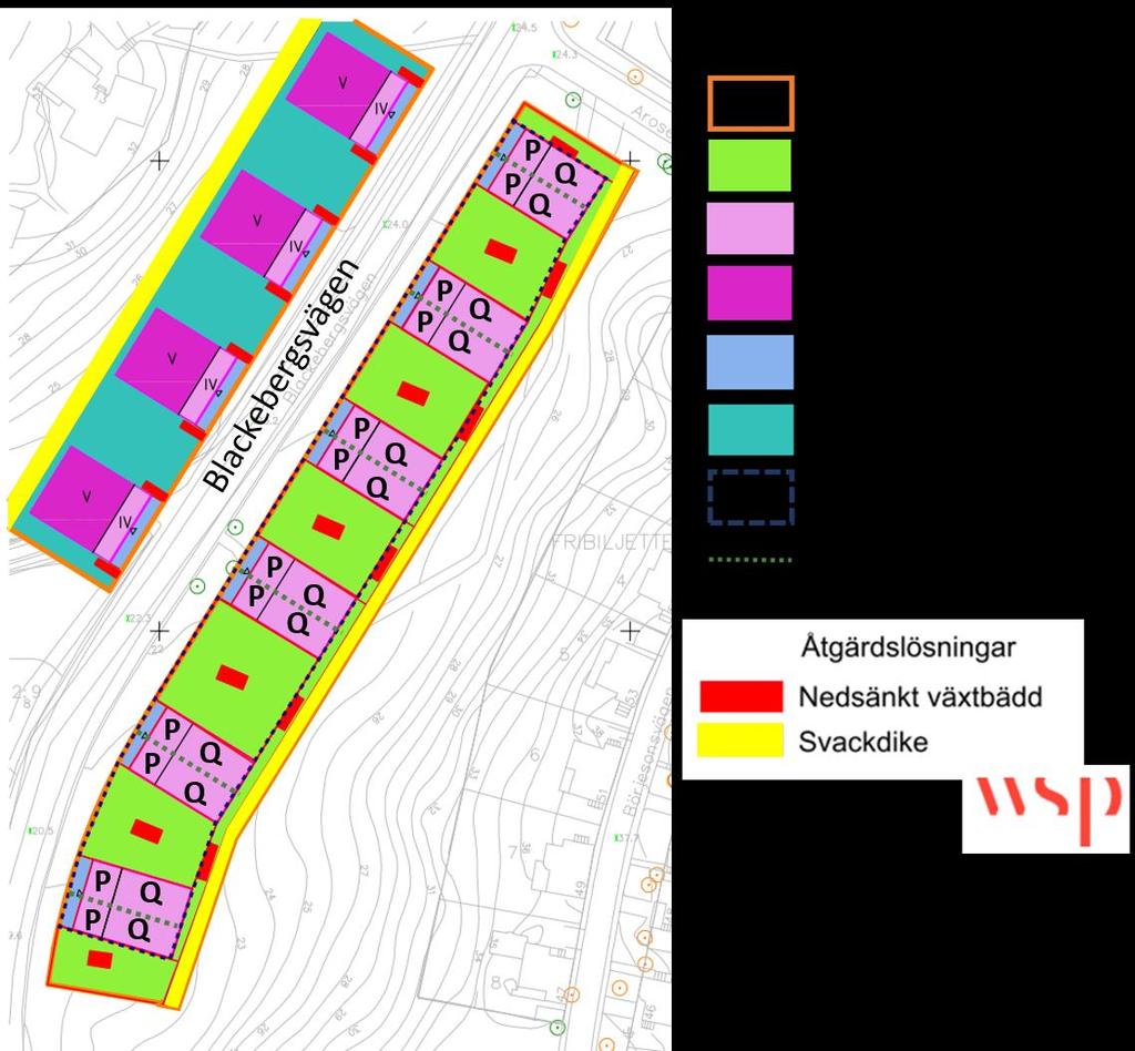 DELOMRÅDE 3C Figur 5 Placering av föreslagna dagvattenåtgärder utifrån behov av fördröjning för