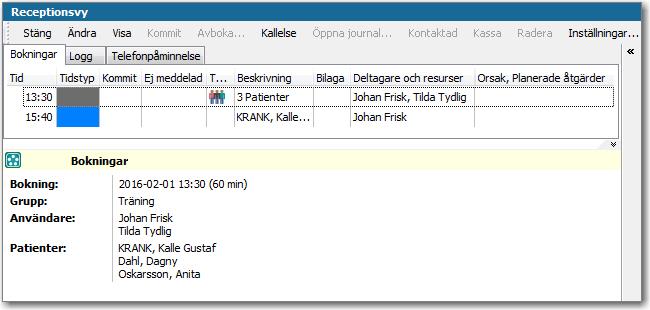 Receptionsvy Gruppbokningar visas Nu visas även gruppbokningar i Receptionsvyn.