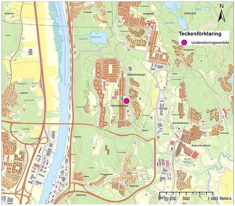 Figur 4. Översiktskarta över undersökningsområdets placering i Göteborgs kommun.