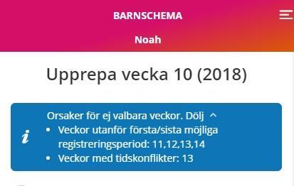 Knappen Bekräfta ändrade schemaveckor tar vårdnadshavaren till översiktsvyn där hen har möjlighet att spara schemat.