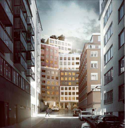 Sida 5 (9) Illustration av föreslagen byggnad sedd från Per Lagerkvists gata Gator och trafik Gatunätet påverkas inte av detaljplanen.