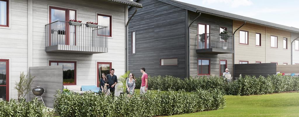 Möjlighet att välja antal sovrum på plan 2 Västerläge mot Vänern på uteplats Balkong mot Vänern som valmöjlighet Fönster vid gavelhus MYCKET FÖR PENGARNA Husen har en storlek om 106 kvm med 5 rum och
