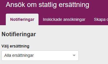 2.3.1 Välj ersättning Välj ersättning i rullistan ex. Vårdinsatser för asylsökandebarn med vårdnadshavare i Sverige.