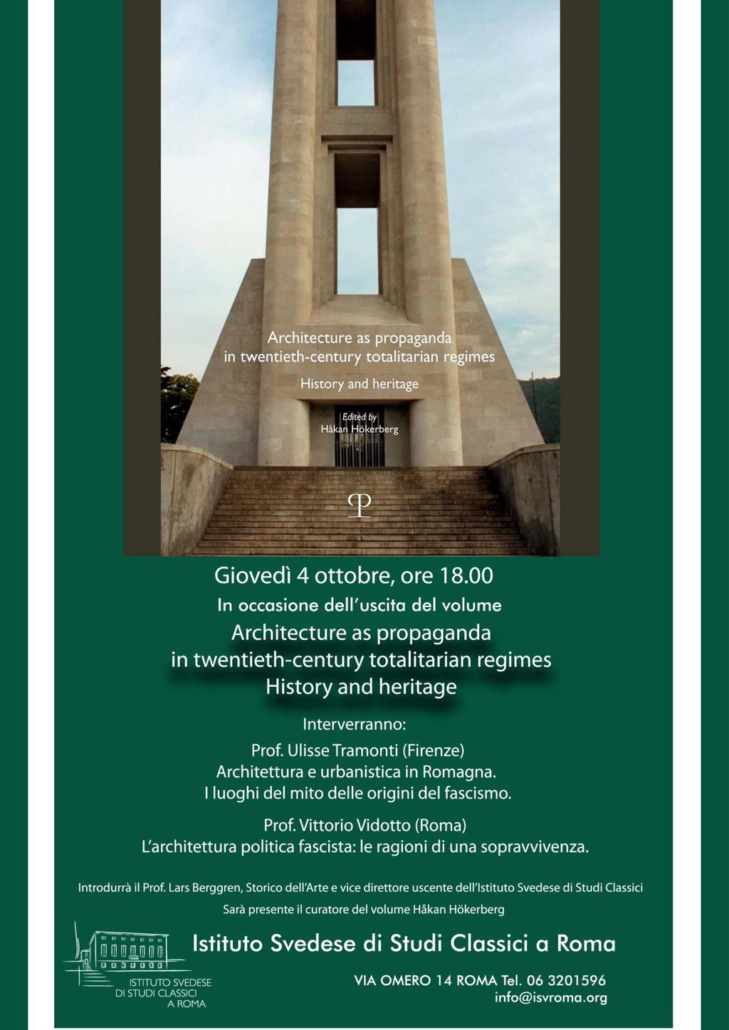 4 oktober Bokpresentation Architecture as propaganda in