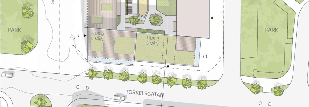 Fastigheten får i norr en öppen, bilfri passage med en torgliknande karaktär, i väster en gångfartsgata med begränsad trafik, i söder återfinns Torkelsgatan och i öster Kvarntorgsgatan som leder in