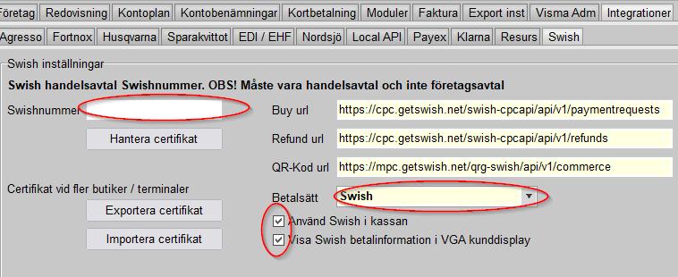 Ange Ert Swishnummer ni erhållt från Er bank. Det måste vara numret som är kopplat till Ert Swish handelsavtal!